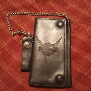 Harley-Davidson Black Leather Biker Wallet with Chain
